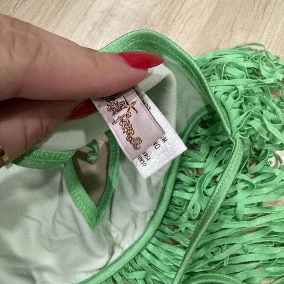Women’s Luli Fama Swim Fringe Top Bikini Size Medium M Green Hot Cute Summer‎ - Picture 4 of 7